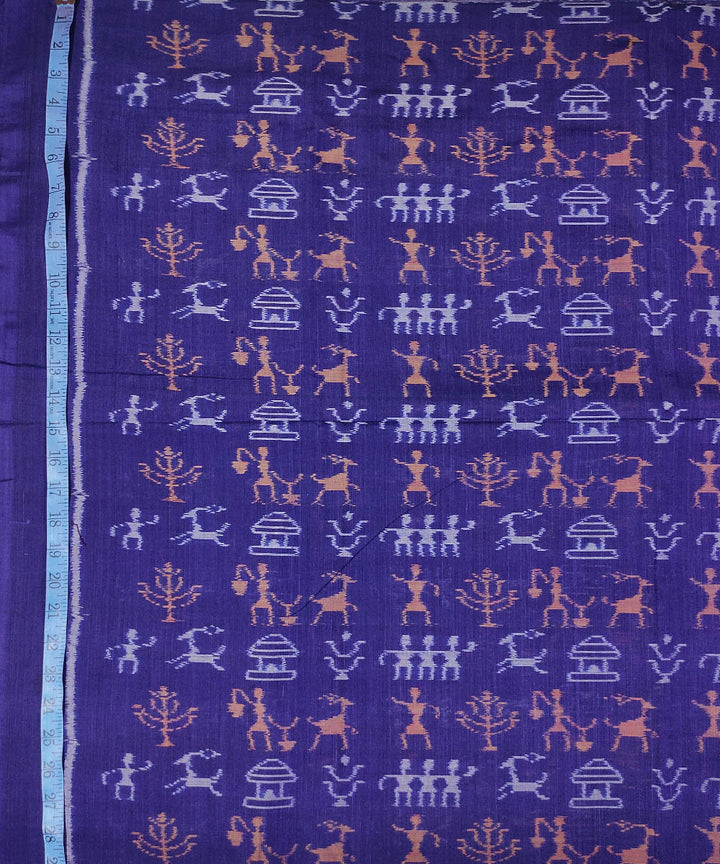 Midnight blue handwoven cotton sambalpuri kurta material(2.5m per qty)