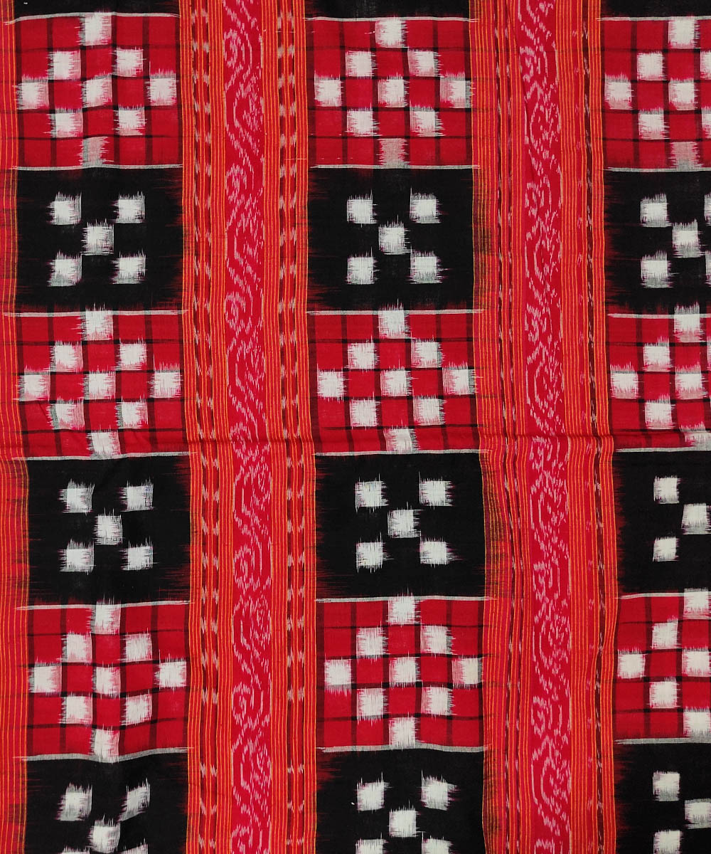 Maroon handwoven cotton sambalpuri ikat kurta material(2.5m per qty)