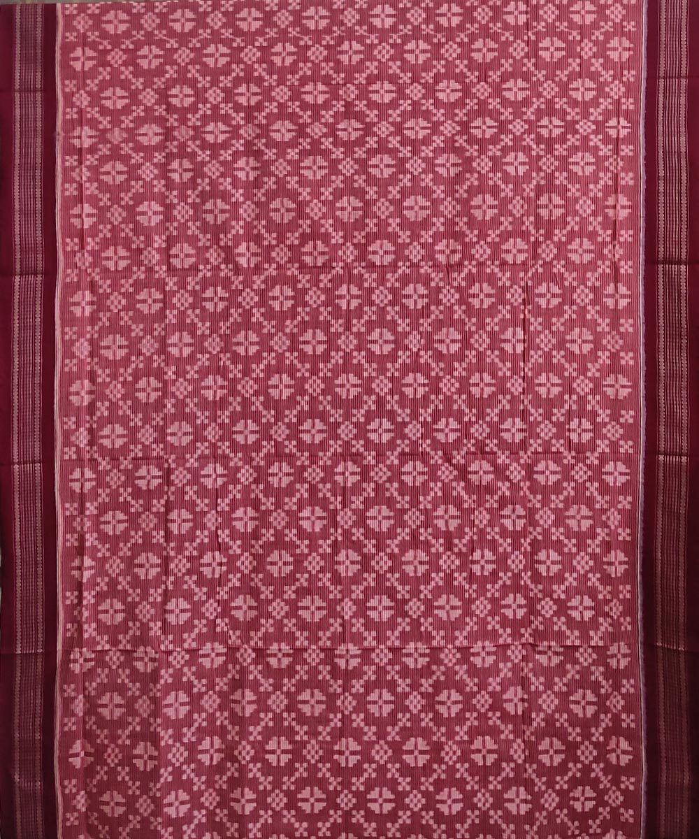 Pink maroon handwoven cotton sambalpuri saree