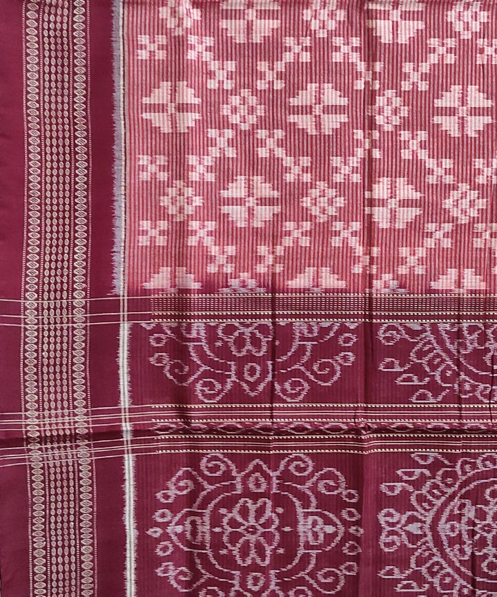 Pink maroon handwoven cotton sambalpuri saree