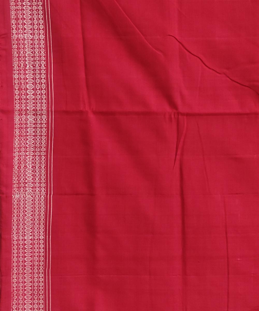 Grey red handwoven cotton sambalpuri saree