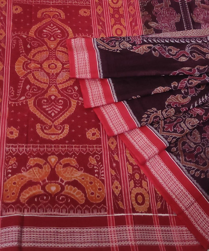 Maroon handwoven cotton sambalpuri saree