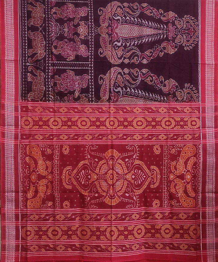 Maroon handwoven cotton sambalpuri saree