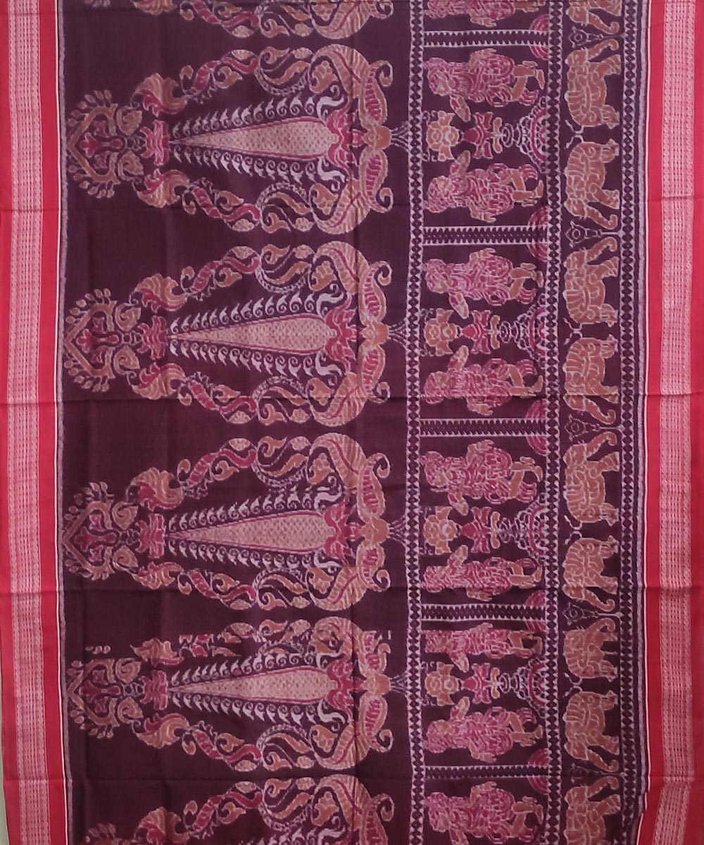 Maroon handwoven cotton sambalpuri saree