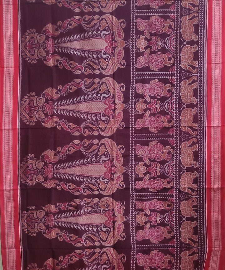 Maroon handwoven cotton sambalpuri saree