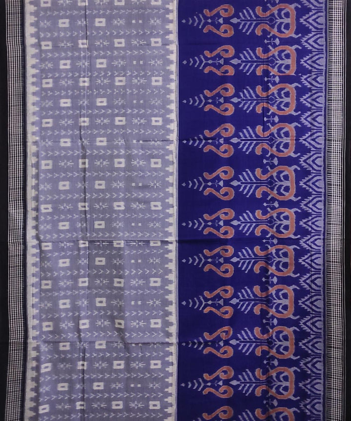 Navy blue grey black handwoven cotton sambalpuri saree