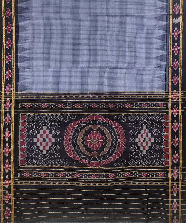 Stone blue handwoven cotton nuapatna saree