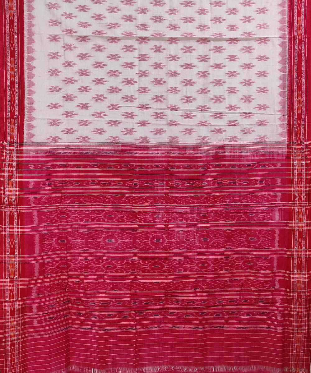 White red handwoven cotton nuapatna saree