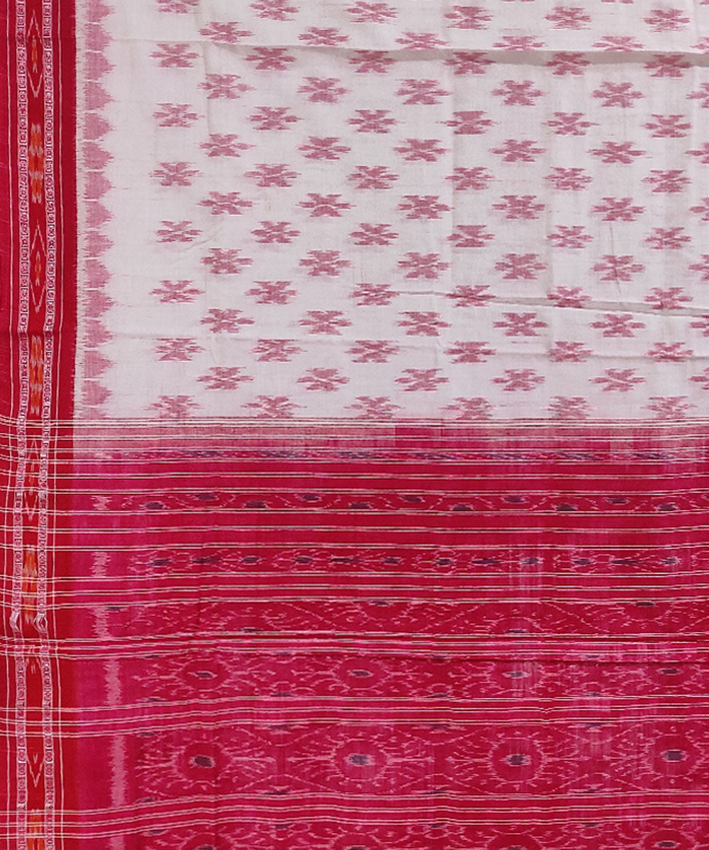 White red handwoven cotton nuapatna saree