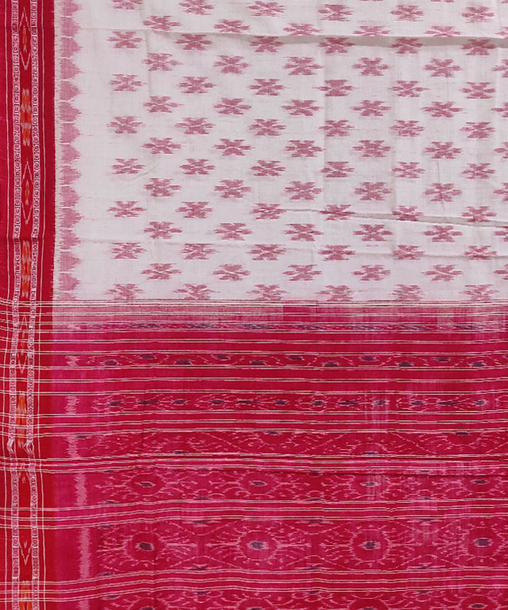 White red handwoven cotton nuapatna saree