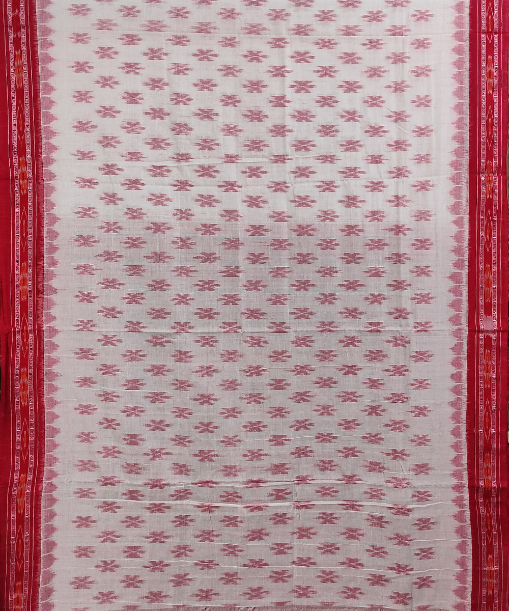 White red handwoven cotton nuapatna saree