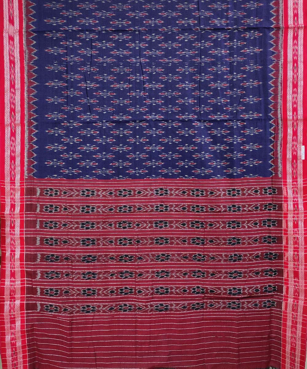 Dark blue handwoven cotton nuapatna saree