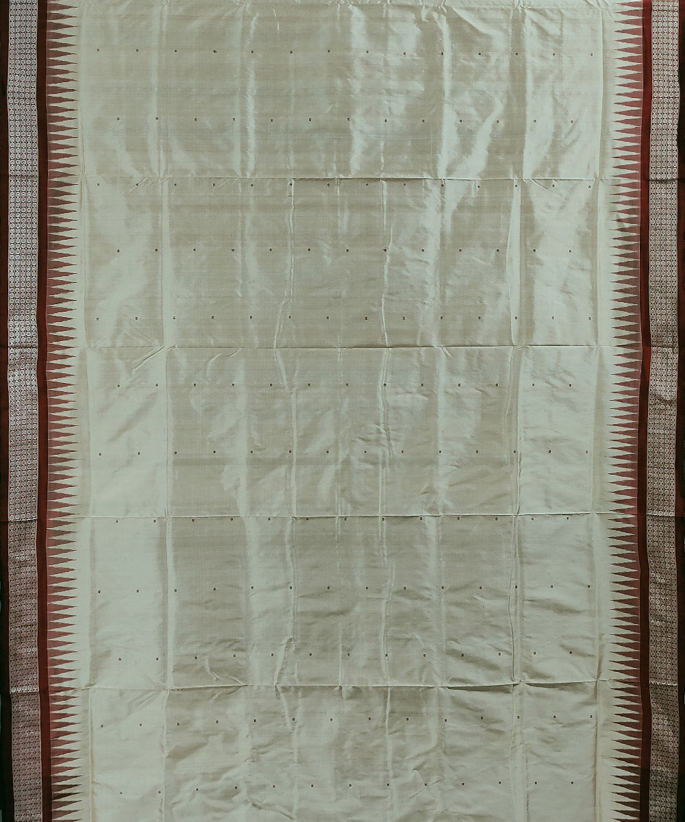 Beige handwoven silk bomkai saree