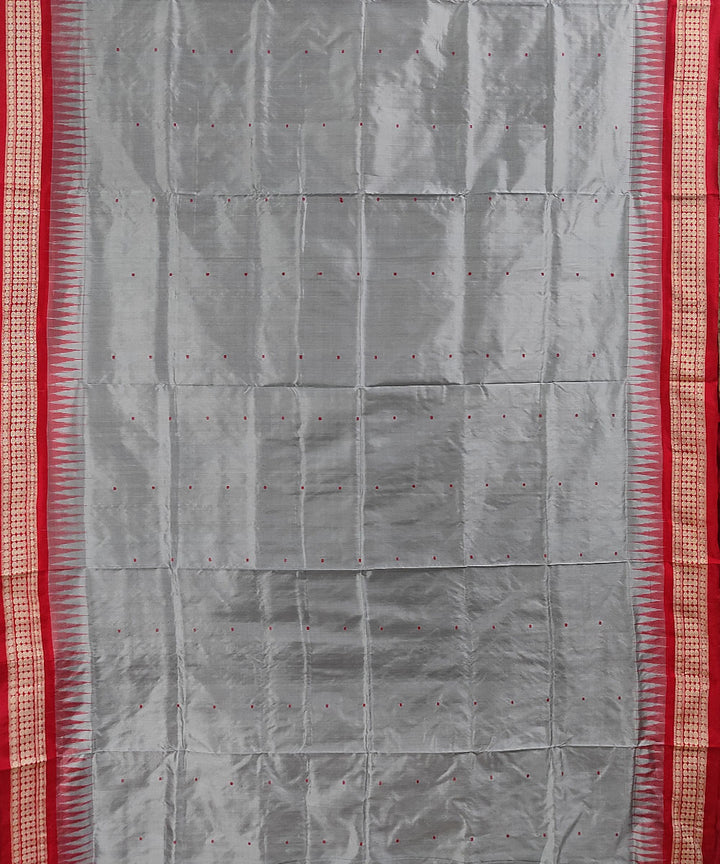 Grey handwoven silk bomkai saree