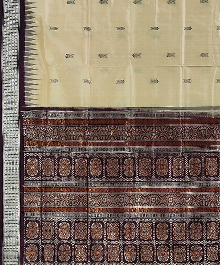 Beige hand woven silk bomkai saree