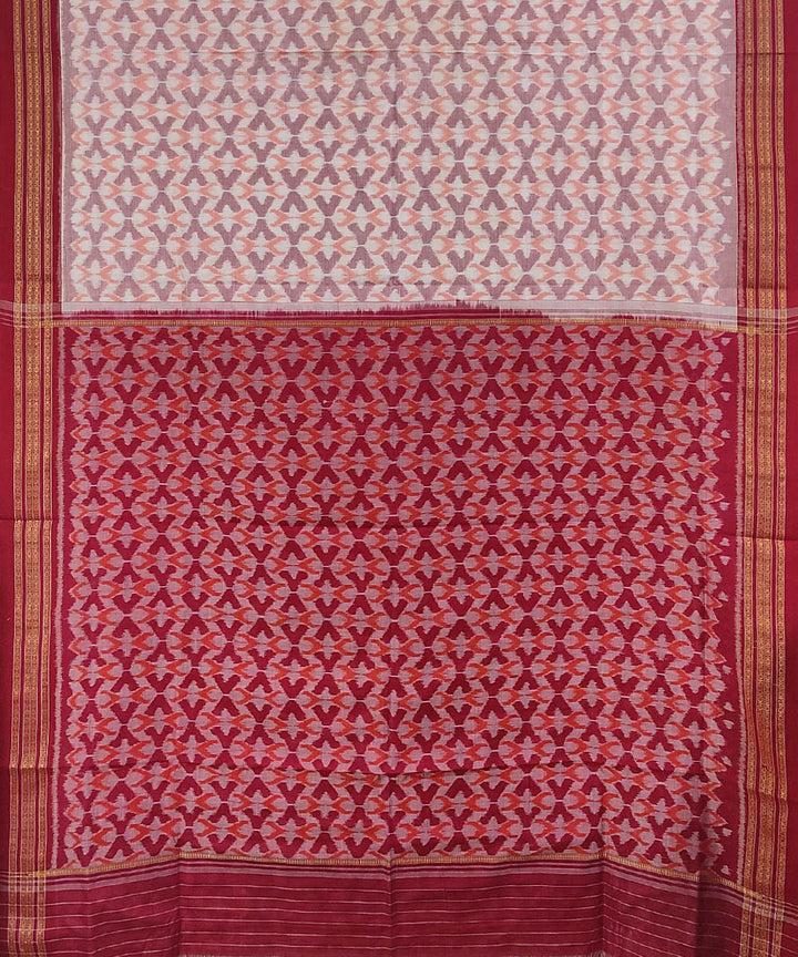 Grey red handloom cotton sambalpuri saree