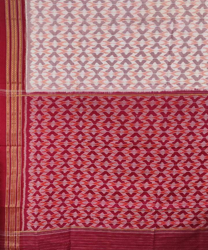 Grey red handloom cotton sambalpuri saree