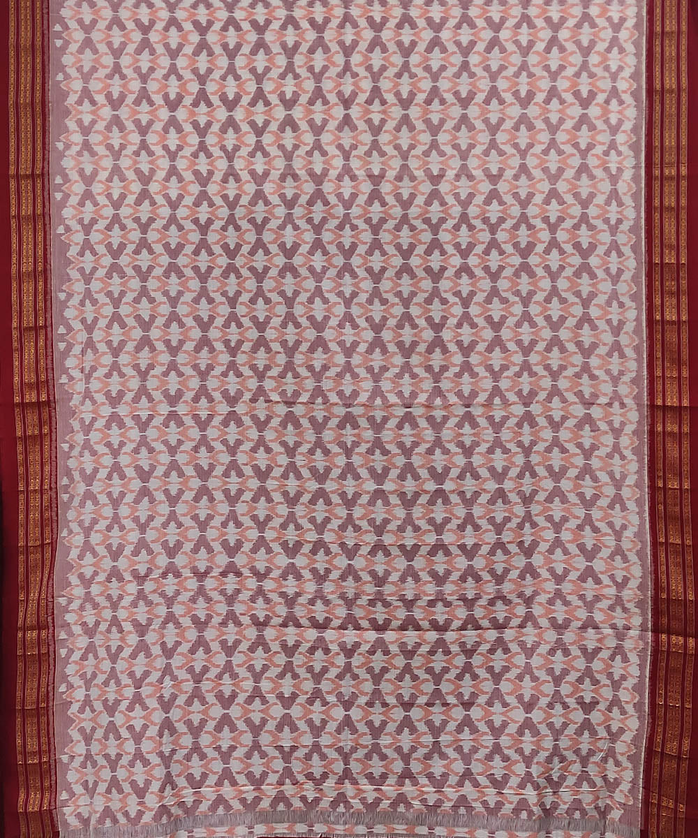 Grey red handloom cotton sambalpuri saree