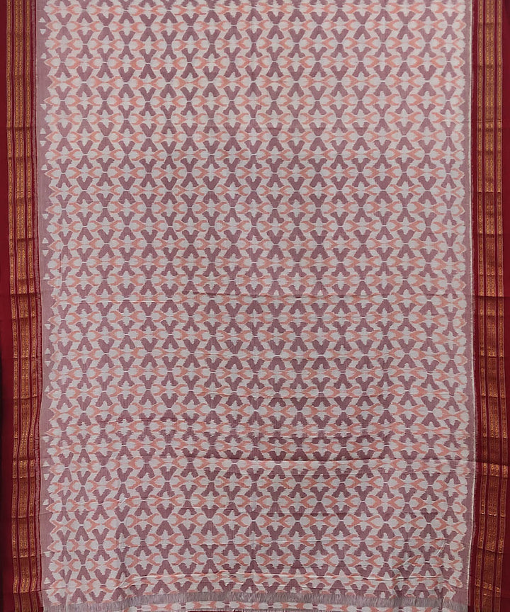 Grey red handloom cotton sambalpuri saree