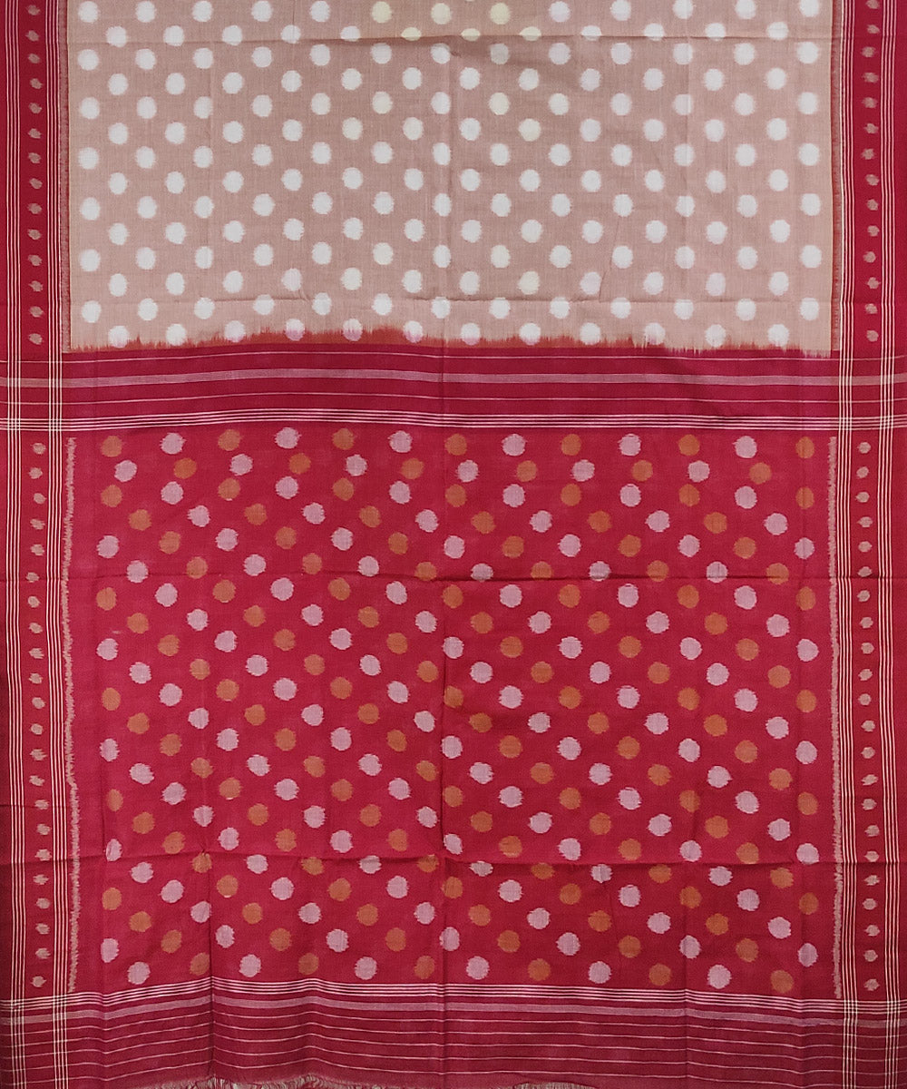 Grey red hand loom cotton sambalpuri saree