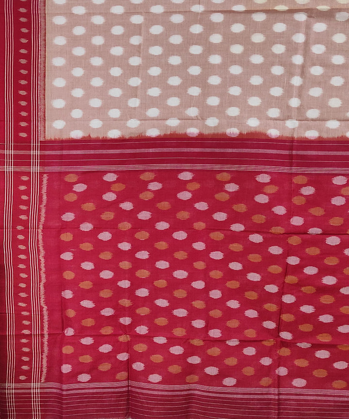 Grey red hand loom cotton sambalpuri saree