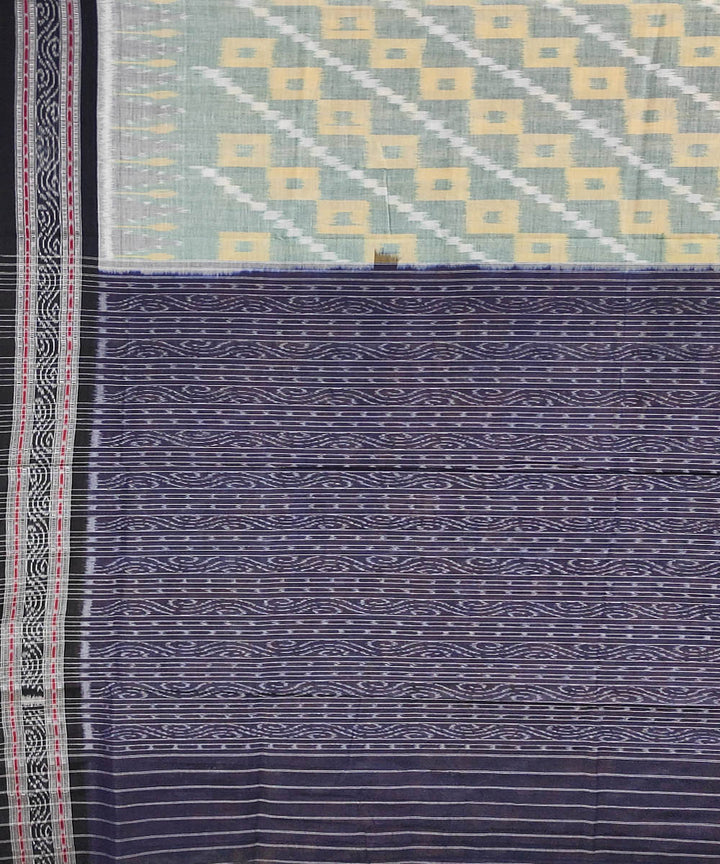 Grey black handwoven cotton sambalpuri saree