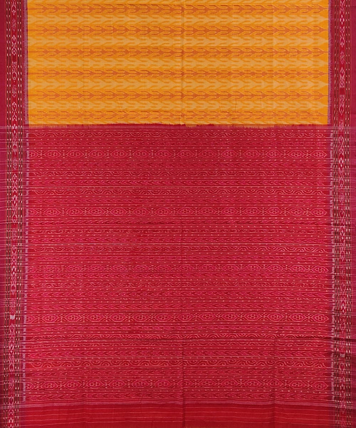 Yellow red handwoven cotton sambalpuri saree