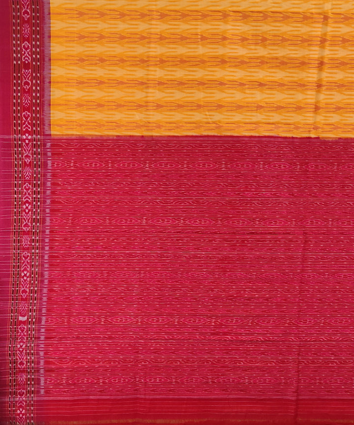 Yellow red handwoven cotton sambalpuri saree