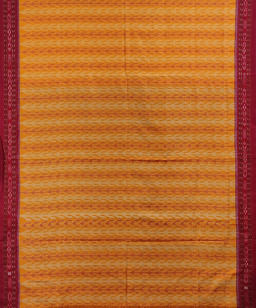 Yellow red handwoven cotton sambalpuri saree