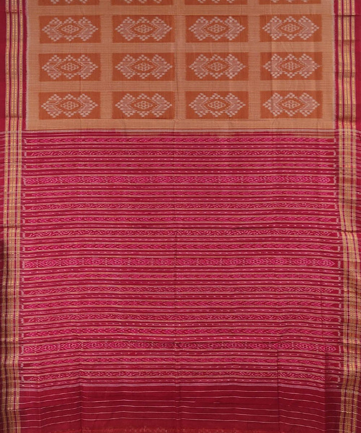 Brown maroon handwoven cotton sambalpuri saree