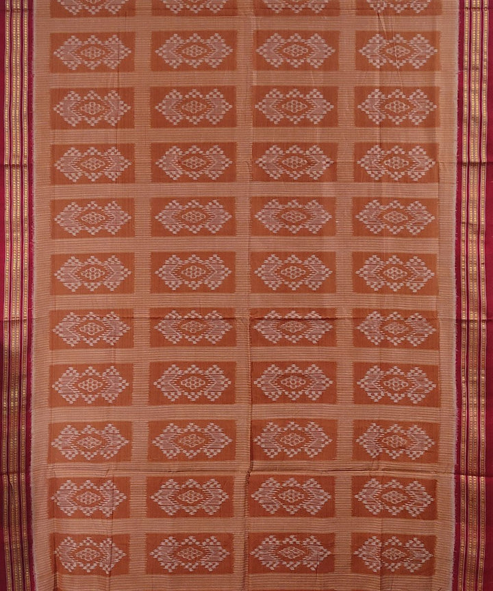 Brown maroon handwoven cotton sambalpuri saree