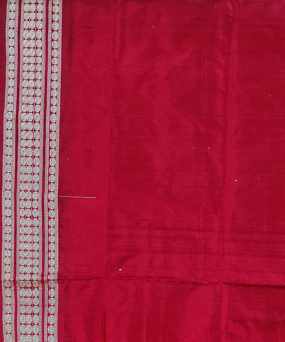 Yellow maroon handwoven silk bomkai saree