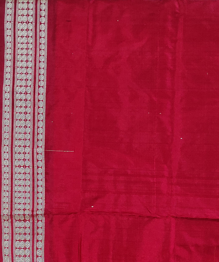 Yellow maroon handwoven silk bomkai saree