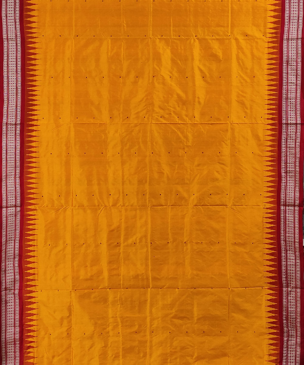 Yellow maroon handwoven silk bomkai saree