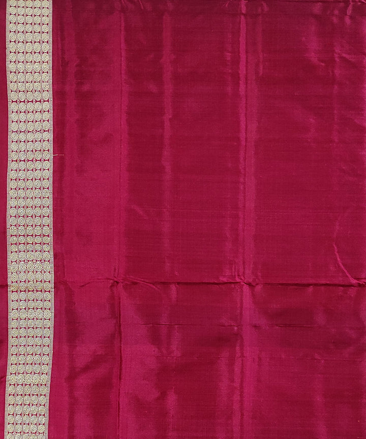 Yellow maroon handloom silk sambalpuri saree