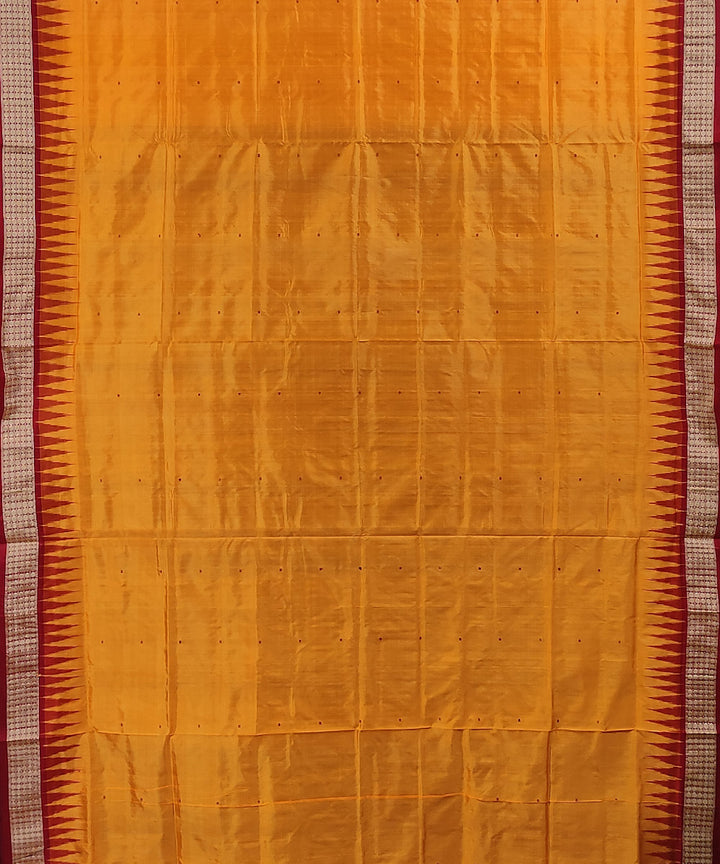 Yellow maroon handloom silk sambalpuri saree