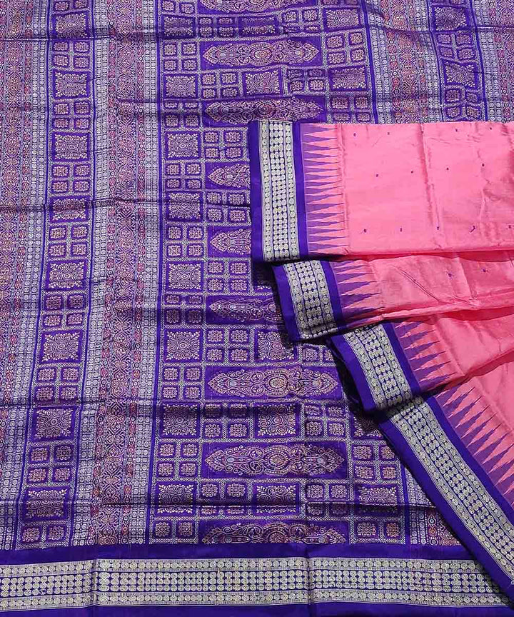 Pink violet handwoven silk sambalpuri saree