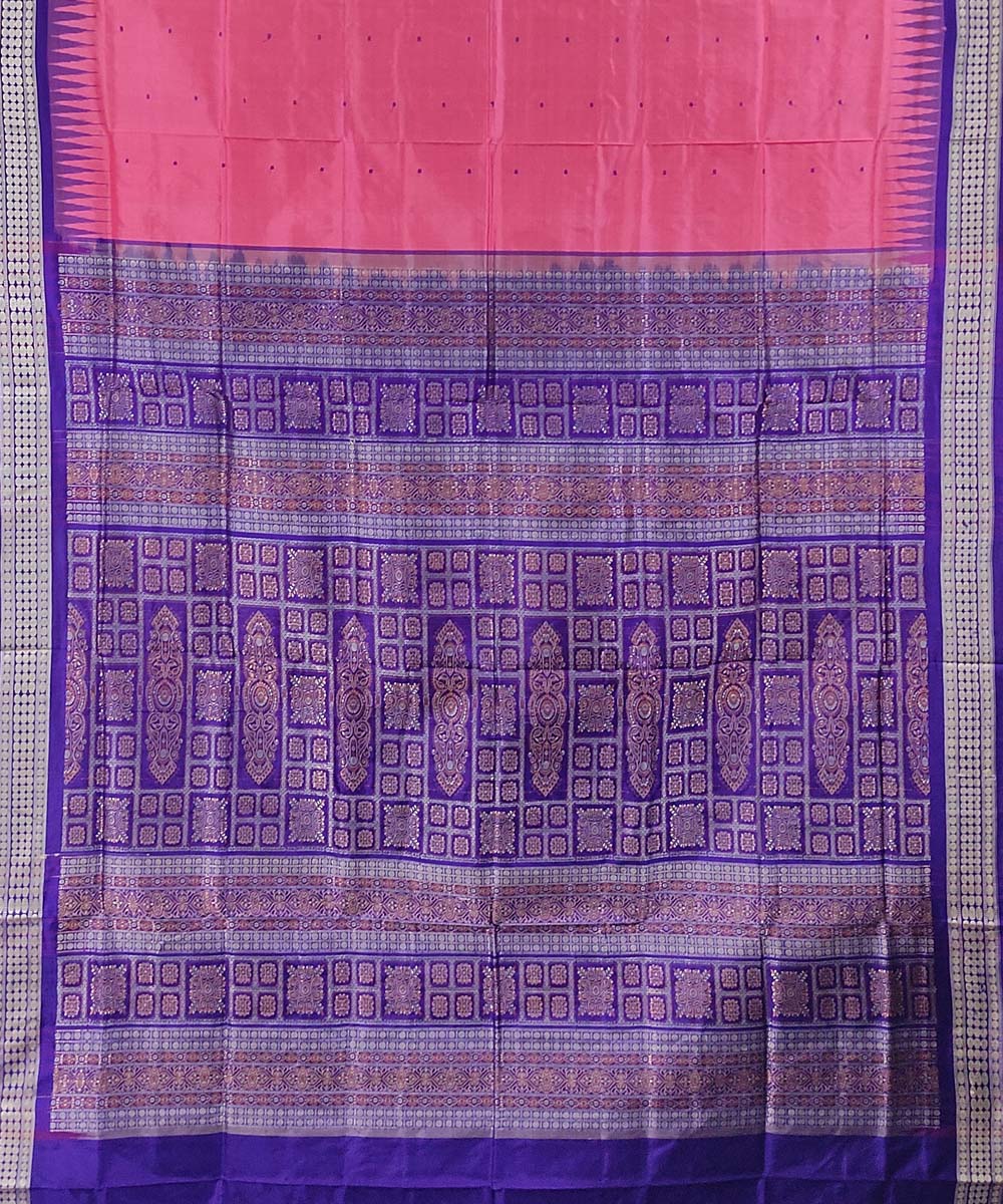 Pink violet handwoven silk sambalpuri saree