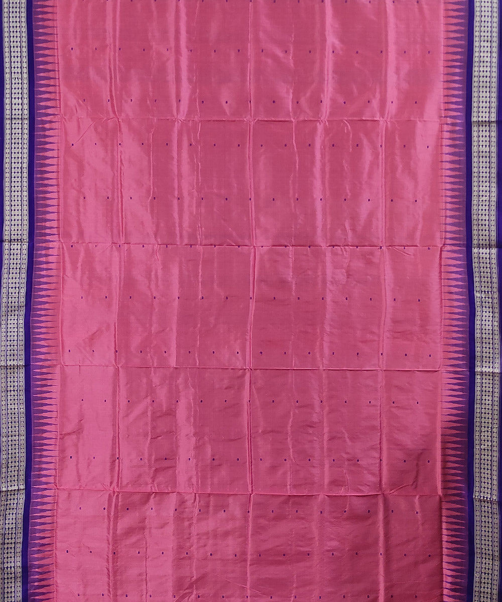 Pink violet handwoven silk sambalpuri saree