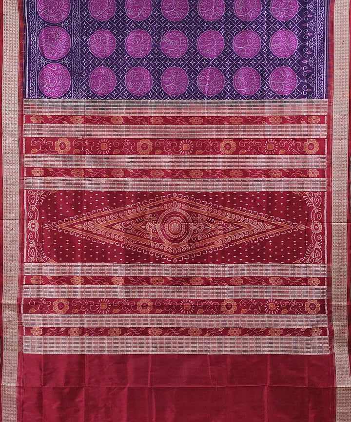 Mauve maroon handwoven silk sambalpuri saree