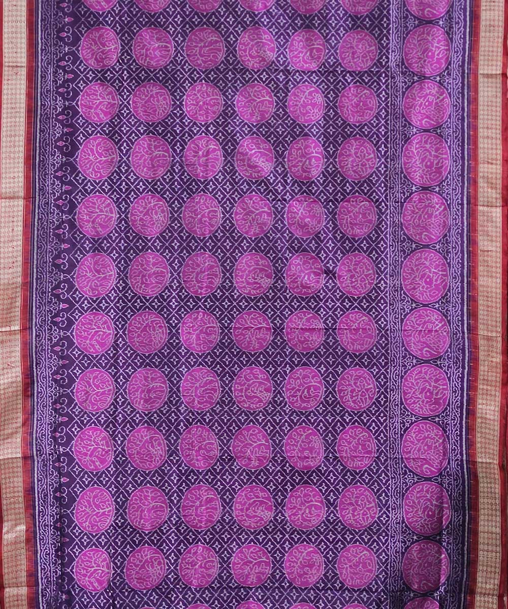 Mauve maroon handwoven silk sambalpuri saree