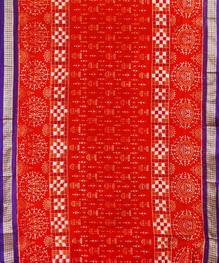 Orange blue handwoven silk sambalpuri saree