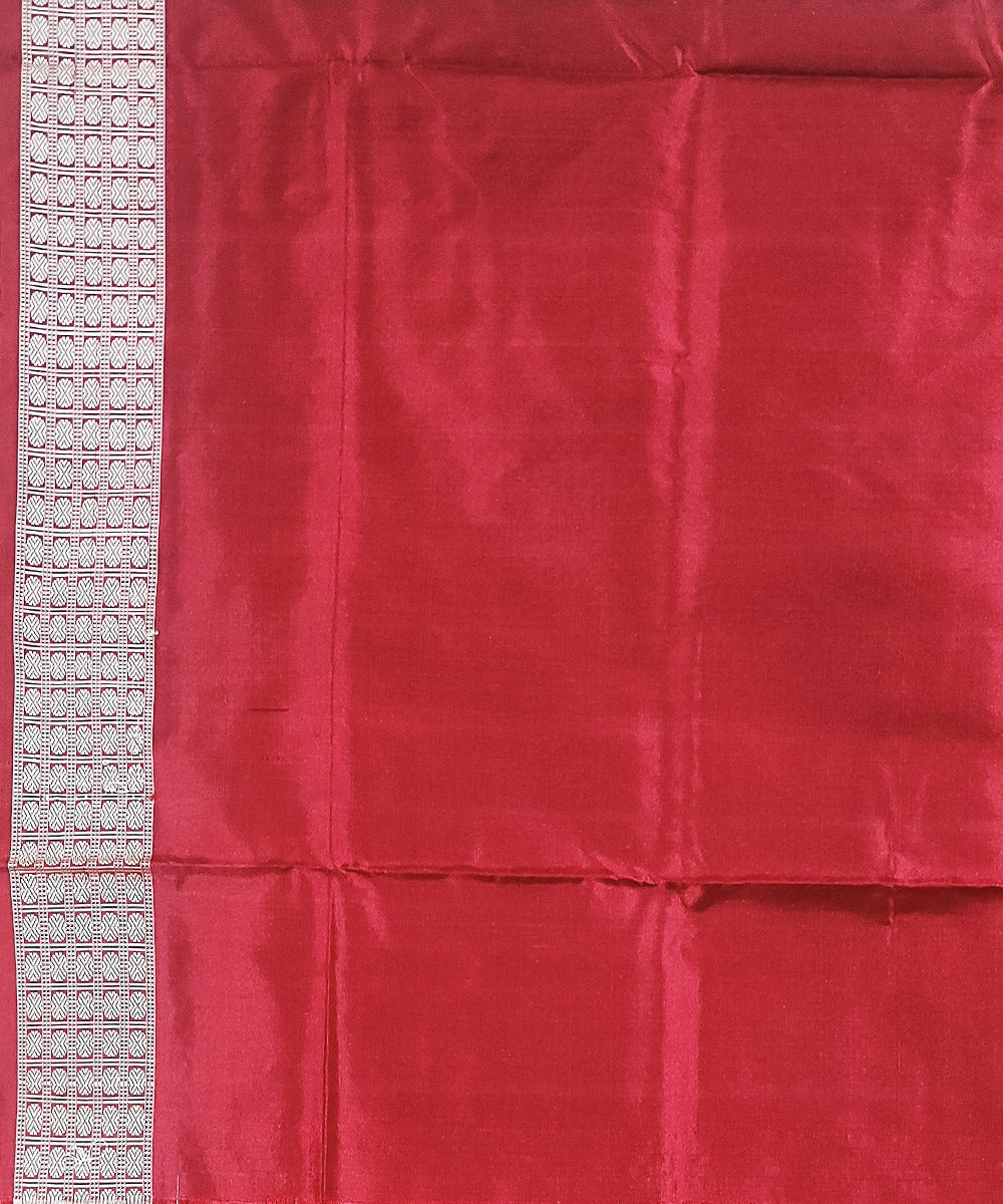 Orange maroon handwoven silk sambalpuri saree