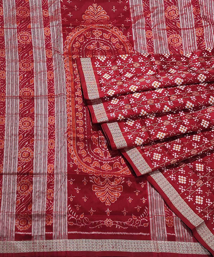 Red maroon handwoven silk sambalpuri saree