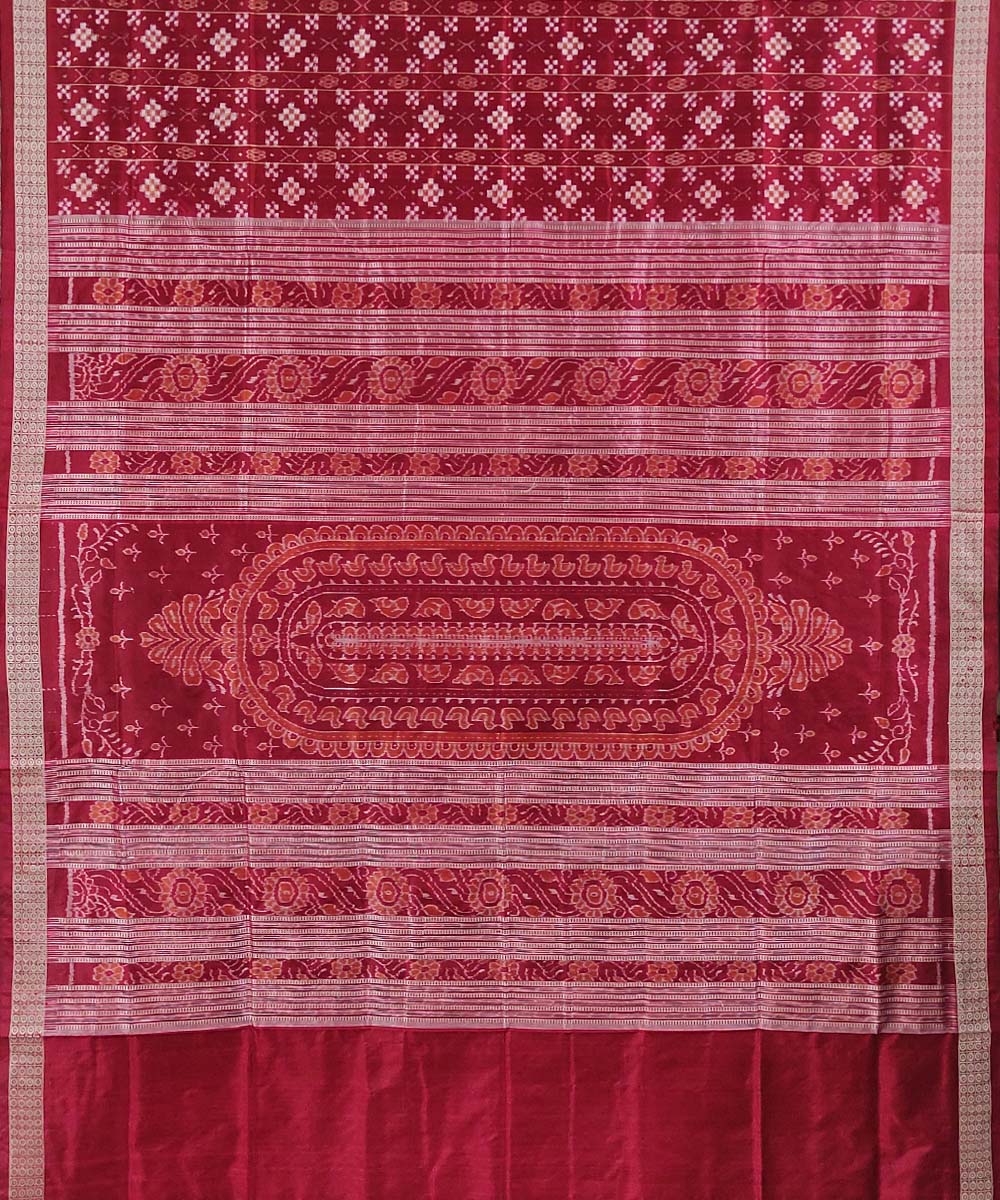 Red maroon handwoven silk sambalpuri saree