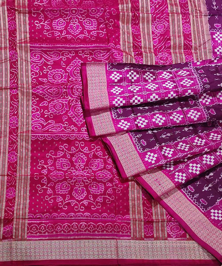 Lavender pink handwoven silk sambalpuri saree