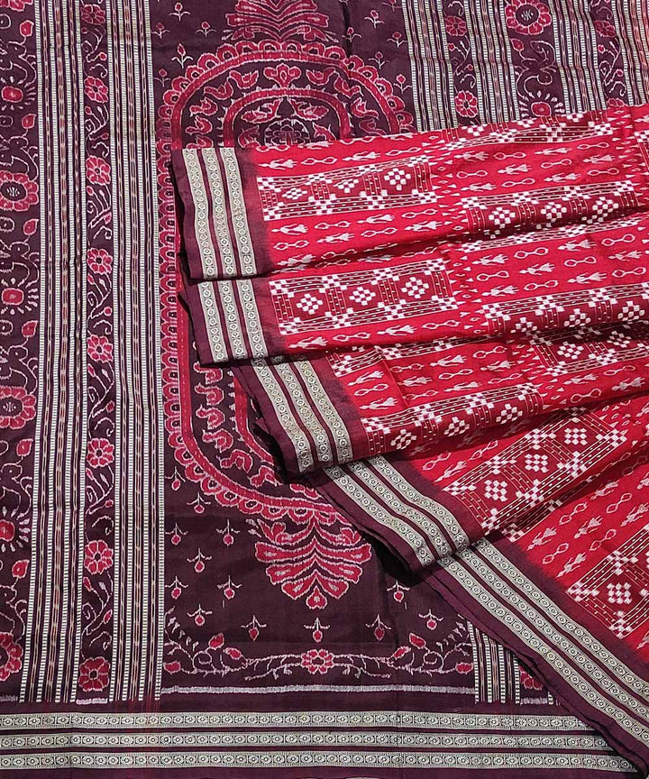 Red brown handloom silk sambalpuri saree