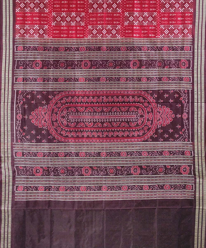 Red brown handloom silk sambalpuri saree