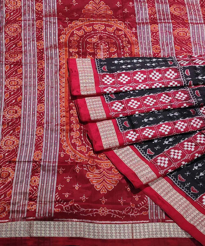 Black maroon handloom silk sambalpuri saree