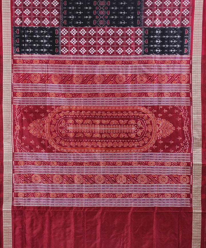 Black maroon handloom silk sambalpuri saree